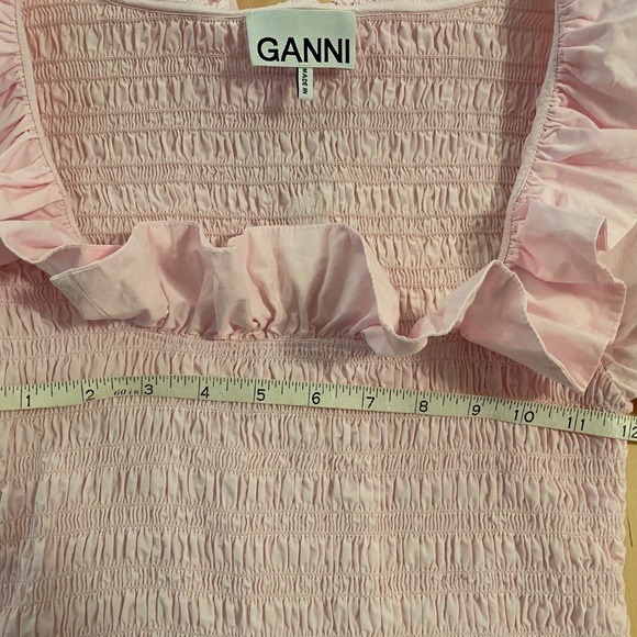 Ganni pink square neck blouse with ruffles sz 32 - Picture 4 of 5